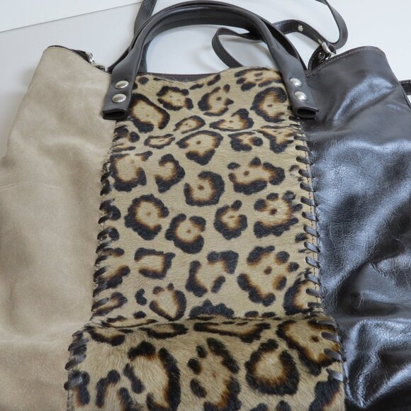 Roberta Gandolfi Italy AnimalHide Hair Brown Leather Designer Handbag